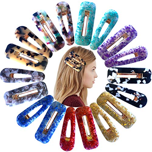 Product Cover WillingTee 18pcs Acrylic Resin Hair Barrettes Geometric Alligator Hair Clips Duckbill Hairgrips Hair Accessories for Women and Ladies