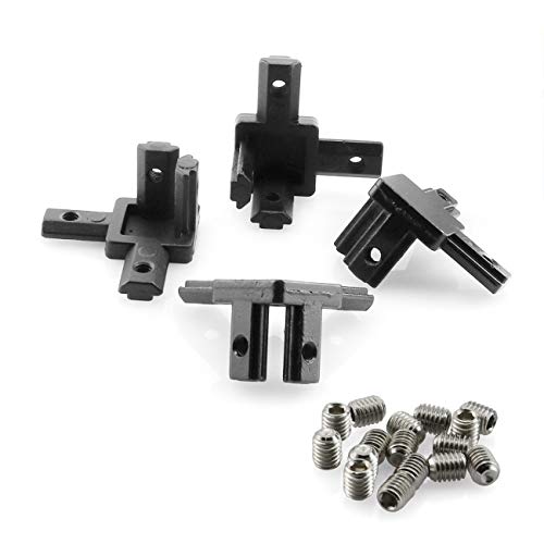 Product Cover PZRT 4-Pack Black 2020 Series 3-Way End Corner Bracket Connector, with Screws for Standard 6mm T Slot Aluminum Extrusion Profile