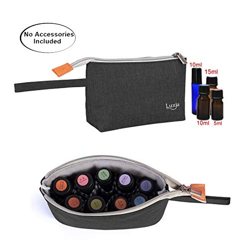 Product Cover LUXJA Essential Oil Carrying Bag - Holds 8 Bottles (5ml-15ml, Also Fits for Roller Bottles), Portable Organizer for Essential Oil and Small Accessories, Black