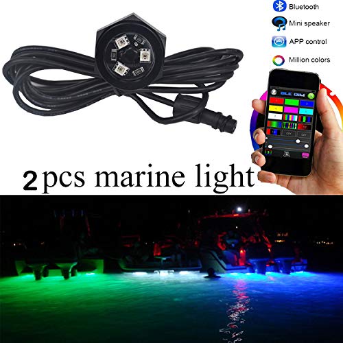 Product Cover NBWDY 2Pcs LED Boat Drain Plug Underwater Light, 3X3W/12V, 50000hr Lifespan,Garber-Fishing, Swimming, Diving, 1/2