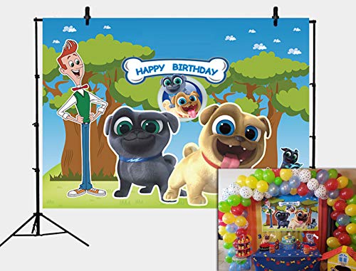 Product Cover Daniu Cartoon Puppy Dog Pals Theme Backdrop Kids Birthday Party Photography Background Cake Table Decor Banner Baby Shower Photo Studio Booth Props 7X5FT Vinyl