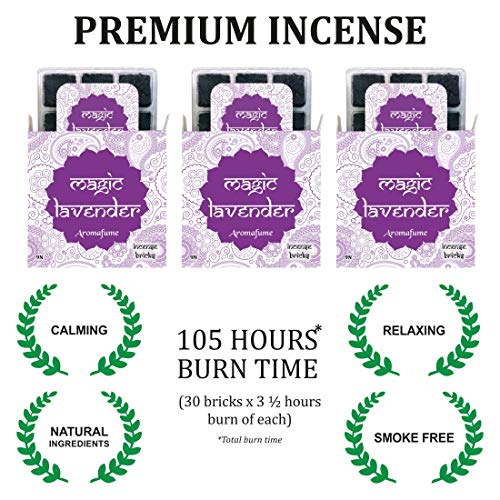 Product Cover Aromafume Magic Lavender Incense Bricks (3 Trays x 9 Pieces Each) | Ideal for unwinding, Meditation, Relaxation, Calming, Cleansing of The Mind, Stress Relief | Refill Pack