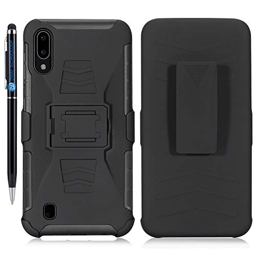 Product Cover Case for Galaxy A10 DWaybox 3 in 1 Combo Hard Heavy Duty Case with Kickstand and Swivel Belt Clip on Shell Back Compatible with Samsung Galaxy A10 SM-A105 6.2 Inch (Black)