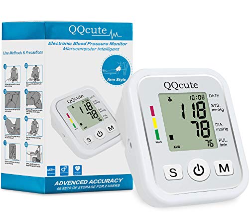 Product Cover QQCute Automatic Digital Blood Pressure Monitor, Professional and Accurate BP Monitor with Clear LCD Display & Hypertension Reminder