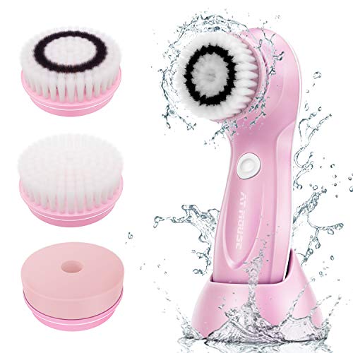 Product Cover Electric Facial Cleansing Brush, Rechargeable Face Cleanser Waterproof - Spin Face Brush for Deep Cleansing, Gentle Exfoliating and Massaging, 3 Brush Heads with 2 Power Modes