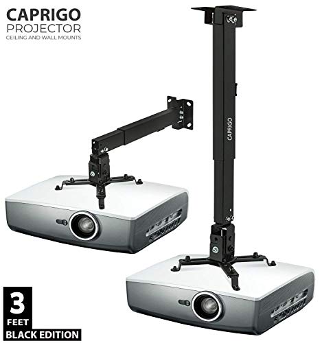 Product Cover Caprigo Imported Heavy Duty 3 Feet Projector Ceiling Mount Stand, Adjustable Universal Projector Wall Bracket (Black - Weight Capacity : 15 Kgs - 3ft - B449)