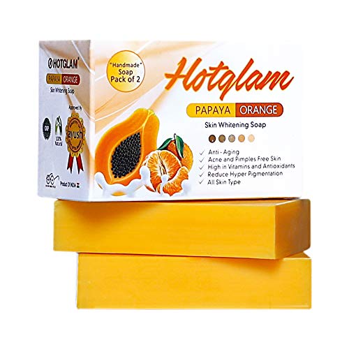 Product Cover Hotglam Papaya Orange Skin Whitening Soap - 75g, All type of Skin, pH Balance,(Pack Of 2)