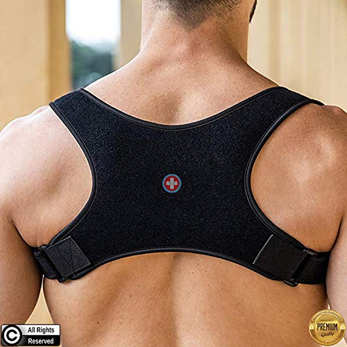Product Cover Posture Corrector for Men and Women | Discreet Under Clothes Comfortable and Effective Clavicle Brace for Neck Shoulder Back Pain Relief Fully Adjustable Spinal Brace for Slouching
