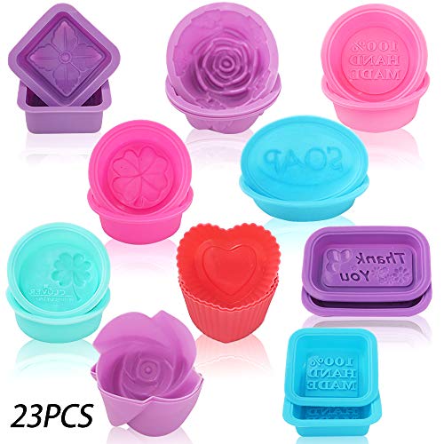 Product Cover YGEOMER 23pcs Soap Mold, Square Round Oval Silicone Mold for DIY Handmade Soap