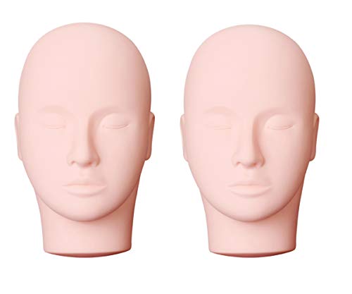 Product Cover Yephets Pro Training Mannequin Flat Head Practice Make Up Eye Lashes Eyelash Extensions,Practice Training Head Manikin Cosmetology Mannequin Doll Face Head-2 Pack