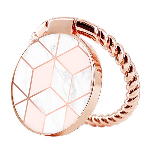 Product Cover Obbii Cell Phone Ring Holder Stand Rose Pink Gold White Marble 360° Rotation Finger Kickstand Grip Loop Mount for iPhone and Other Smartphones