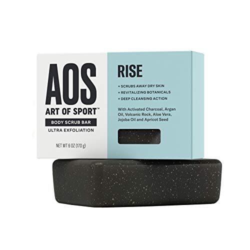 Product Cover Art of Sport Exfoliating Soap Body Scrub Bar (2-pack), Rise Scent, with Jojoba Oil, Argan Oil, Volcanic Rock, Aloe Vera and Activated Charcoal, Ultra Exfoliation and Intensely Moisturizing, 6 oz