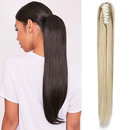 Product Cover SEIKEA Claw Clip in Long Ponytail Extension Straight Hair for Women Jaw on 26 Inch - Ash Blonde