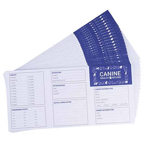 Product Cover Juvale Dog Vaccination Record - 24 Pack Dog Vaccines, Puppy Shot Record, Pet Health Record for Canine, White, 4.9 x 3.4 Inches