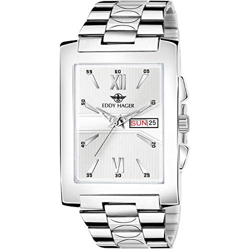 Product Cover Eddy Hager Square Day and Date Men's Watch EH-255 (Silver)