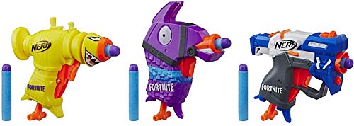 Product Cover NERF Fortnite 3 Dart-Firing Micro Trio -- Includes 3 Blasters & 6 Official Elite Darts -- for Kids, Teens, Adults