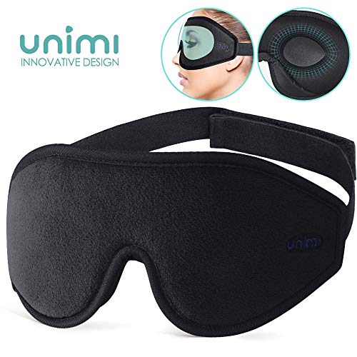 Product Cover Eye Mask for Sleeping, Unimi 3D Contoured Sleep Mask for Women Men, Super Soft and Comfortable,100% Blockout Light 3D Eye Cover & Blindfold for Travel, Shift Work, Naps (Black）