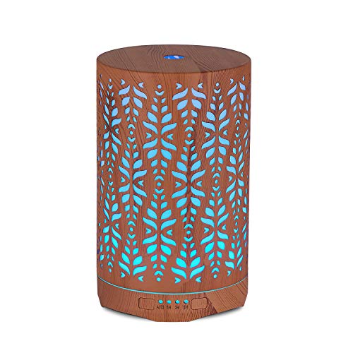 Product Cover Wood Grain Aromatherapy Essential Oil Diffuser,Humidifier,Ultrasonic Quiet,Cool Mist,Adjustable Time Setting,Color Light Changing,Waterless Auto Off,for Baby,Home,Office,Yoga,Birthday,Gift,Decorative