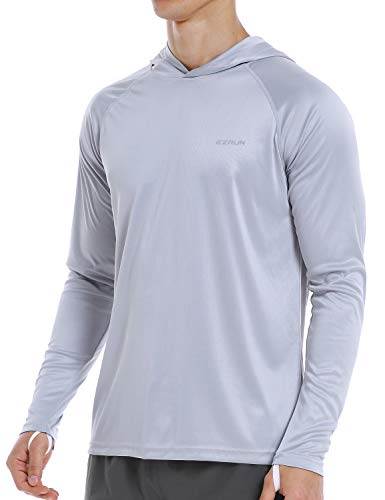 Product Cover EZRUN Mens UPF 50+ UV Protection Hoodie Shirts Long Sleeve Sun Fishing Shirts for Men Swim Shirt Rash Guard