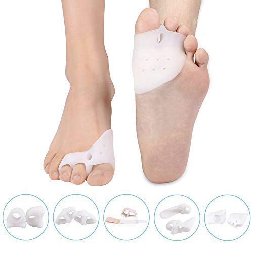 Product Cover Toe Separator Gel Bunion Corrector Hammer Toe Straightener Professional Forefoot Cushions Toe Straightener Bunion Pads Relieve Hammer Toe Bunion Overlapping Toe Callus Blister for Men Women(5 pair)