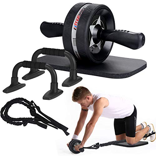 Product Cover EnterSports Ab Roller Wheel, 6-in-1 Ab Roller Kit with Knee Pad, Resistance Bands, Pad Push Up Bars Handles Grips, Perfect Home Gym Equipment for Men Women Abdominal Exercise