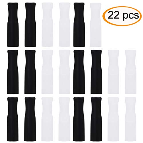 Product Cover 22Pcs Reusable Straws Tips, Silicone Straw Tips, Black Clear Food Grade Straws Tips Covers Only Fit for 1/4 Inch Wide(6MM Out Diameter) Stainless Steel Straws by Accmor