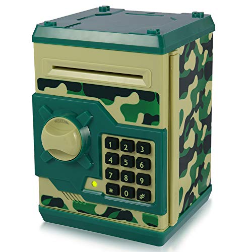Product Cover APUPPY Cartoon Password Piggy Bank Cash Coin Can,Electronic Money Bank,Birthday Gifts Toy Gifts for Kids (Camouflage Green)