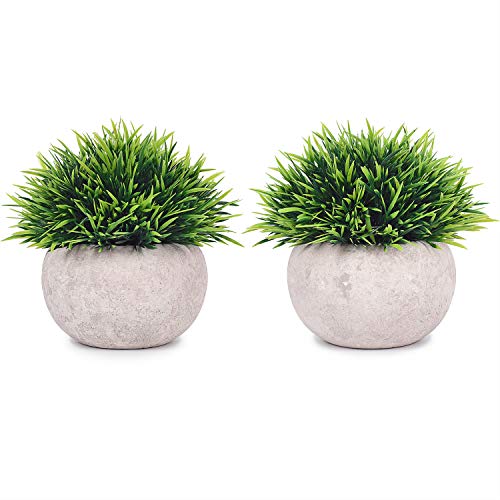 Product Cover Lvydec 2 Pack Artificial Potted Plants, Mini-Sized Fake Topiary Plants in Pots for Bathroom Office Desk Shelf Kitchen Decoration