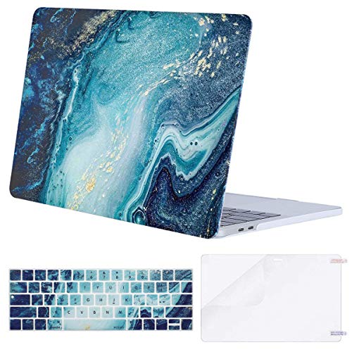 Product Cover MOSISO MacBook Pro 13 inch Case 2019 2018 2017 2016 Release A2159 A1989 A1706 A1708, Plastic Pattern Hard Shell & Keyboard Cover & Screen Protector Compatible with MacBook Pro 13, Creative Wave Marble