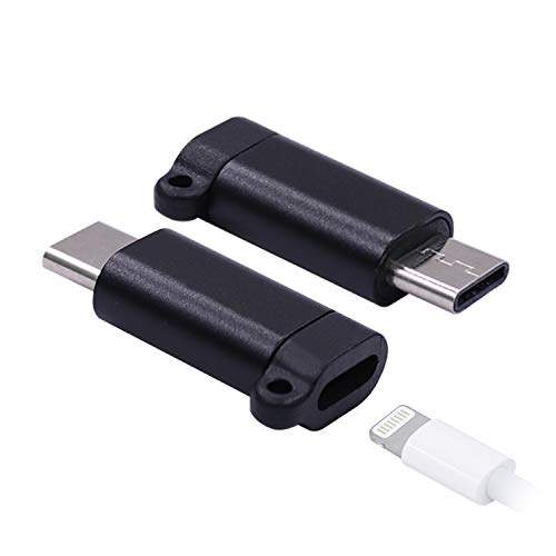 Product Cover USB-C Adapter with Keychain - iOS Cable Female to USB Type C Male,Data Sync and Charging Adapter for Galaxy Note 9 Pixel 3 (USB-C, Black)