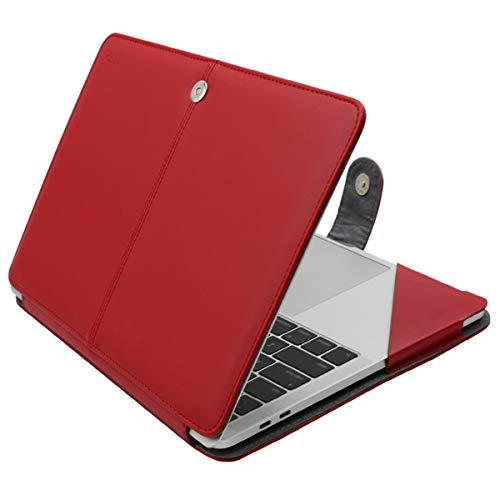Product Cover MOSISO Case Compatible with 2019 2018 MacBook Air 13 A1932 Retina/2019 2018 2017 2016 Mac Pro 13 A2159/A1989/A1706/A1708, Premium PU Leather Folio Protective Stand Cover Sleeve, Red