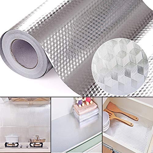 Product Cover PINK PARI (LABEL) 2 m Aluminium Foil Stickers, Oil Proof, Kitchen Backsplash Wallpaper Self-Adhesive Wall Sticker Anti-Mold and Heat Resistant for Walls Cabinets Drawers and Shelves