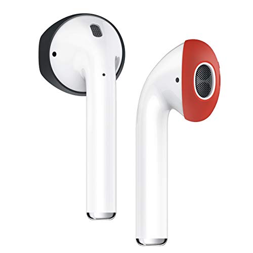 Product Cover elago [Fit in The Case] Upgraded Secure Fit Cover for AirPods 2&1, Anti-Slip, Must Watch Installation Video (2 Pairs of 2 Colors : Black + Red)