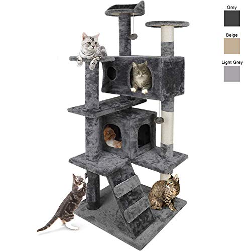 Product Cover Nova Microdermabrasion 53 Inches Multi-Level Cat Tree Stand House Furniture Kittens Activity Tower with Scratching Posts Kitty Pet Play House (Grey)