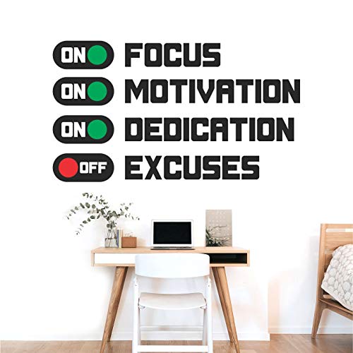Product Cover StickMe 'Focus Motivation Dedication On Excuses Off - Inspirational - Motivational - Quotes - Wall Sticker' -SM641 (PVC Vinyl - 90cm X 50 cm)