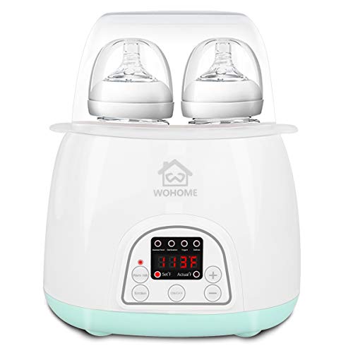 Product Cover Bottle Warmer Sterilizer, WOHOME 5-in-1 Baby Bottle Warmer with Rapid Heating Warm Milk Formula Heat Food Defrost, LED Display and Accurate Temperature Control, White