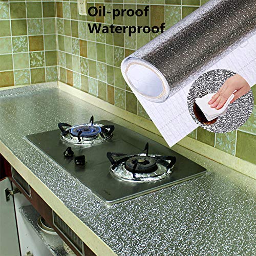 Product Cover Moradiya Fresh Kitchen Oil-Proof Aluminum Foil Sticker Wall Desk Floor Waterproof DIY Home Furniture Decorate Foil Style Wallpaper (2m)