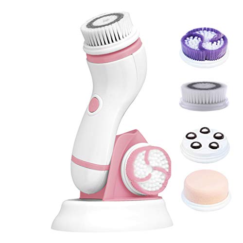 Product Cover Gackoko Facial Cleansing Brush- with advance Latest Ion Technology & 4 Brush Heads for chargeable Electric Rotating Face brush -Awaken skin vitality for Deep Cleansing, Exfoliating ,Blackhead (Pink)