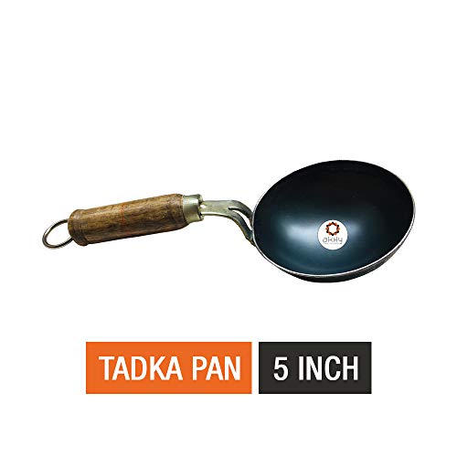 Product Cover Akky Iron Tadka Pan/Fry Pan with Wooden Handle for Kitchen | Original Loha/Lokhand (5 inch, 12.7 cm)
