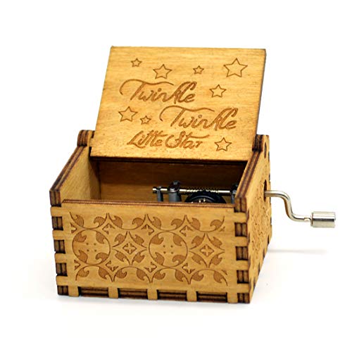 Product Cover Music Box Twinkle Twinkle Little Stars- 18 Note Mechanism Antique Carved Music Box Crafts Melody Castle in Hand (Twinkle Twinkle Little Stars)