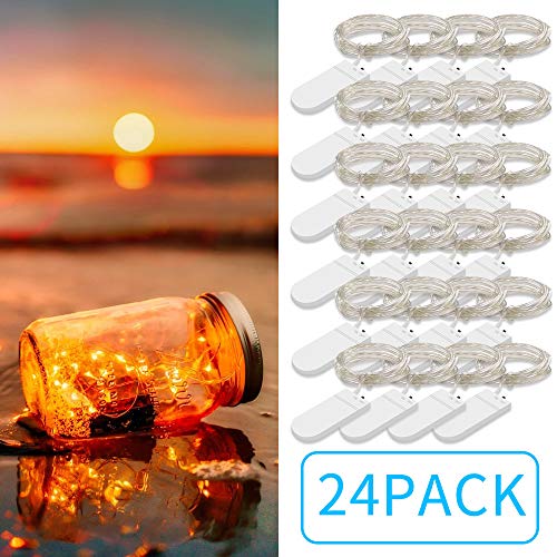 Product Cover Govee 24 Pack Fairy Lights 3.3 Feet with 20 LEDs, Battery Operated String Lights Waterproof Flexible Silver-Plated Copper Wire Light for Christmas, Wedding, Home, Party, Festivals- Warm White