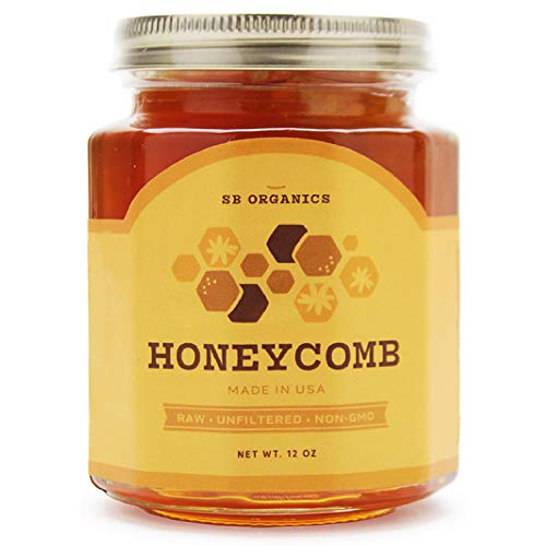 Product Cover SB Organics Honeycomb Jar - 12 oz Jar of Premium California Sage Raw Unfiltered Non-GMO Kosher Honey Comb