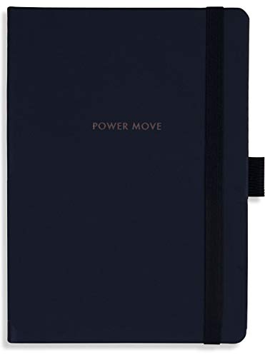 Product Cover TDP Journal Notebook, Dotted, A5, Vegan Leather Hardcover, 120gsm, 183 Numbered Pages, Pen Holder, Back Pocket - Power Move, Navy