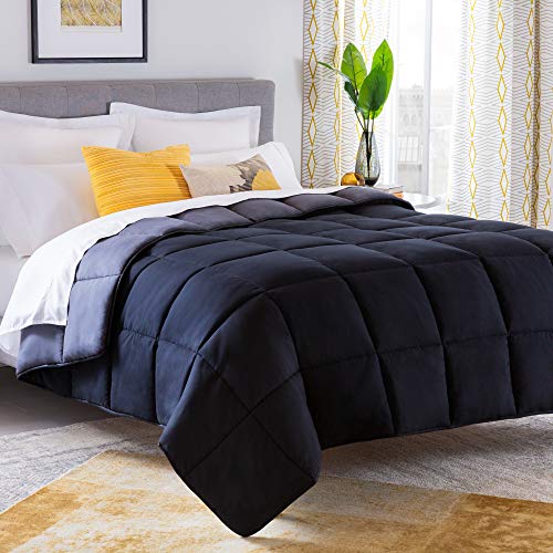 Product Cover Linenspa All-Season Reversible Down Alternative Quilted Comforter - Hypoallergenic - Plush Microfiber Fill - Machine Washable - Duvet Insert or Stand-Alone Comforter - Black/Graphite - Twin XL