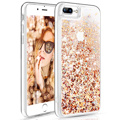 Product Cover Maxdara Compatible iPhone 6 Plus 6s Plus 7 Plus 8 Plus Case Glitter Liquid Girls Women Case (Screen Protector) Bling Sparkle Luxury Pretty Case for iPhone 6 Plus 6s Plus 7 Plus 8 Plus (Gold Silver)