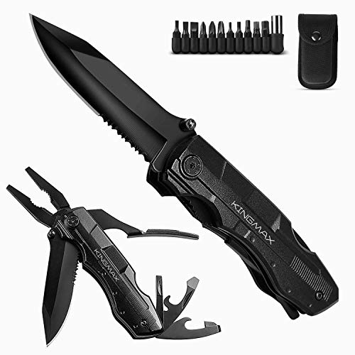 Product Cover KINGMAX Pocket Knife,Multitool Tactical Knife with Blade,Saw, Plier, Screwdriver, Bottle Opener,Folding Knife Built with Full Stainless Steel,Perfect Tool for Men,Camping,Emergency,Outdoor,Daily Use.