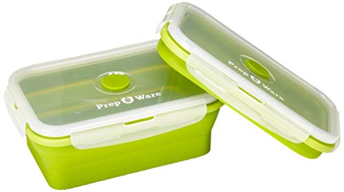 Product Cover Prep-Ware Collapsible Food Containers - Set of 2 Large Containers - Great for Meal Prep, Box Lunch, Food Storage - Premium Quality, Food Grade Silicone, BPA Free, Microwave/Freezer/Dishwasher Safe