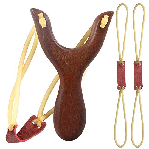 Product Cover POPLAY Wooden Slingshot Classic Aiming Catapult Toy for Outdoor Hunting Competition (Wood 1 x Slingshot and 2 x Rubber Bands)