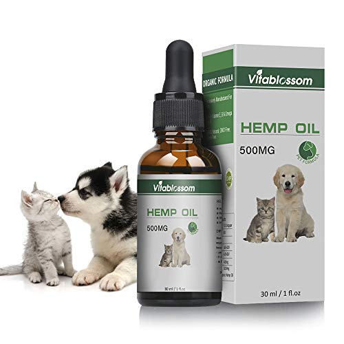 Product Cover Vitablossom Hemp Oil for Dogs, Organic Hemp Oil for Pets, Hemp Oil for Pats, for Pain Relief Anxiety, Pet Recovery|, Supplement for Joint & Hips, Pain, Treats Skin, Sleep