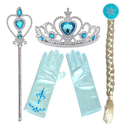 Product Cover Partymane Frozen Princess Dress Up Party Accessories - Tiara, Wand, Hand Gloves and Wig/New Frozen Princess ELSA Plait Tiara Wand and Hand Gloves